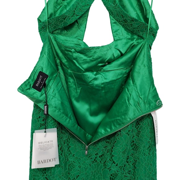 Bardot Fleur Halter Dress Fern Green Lace Sleeveless Open Back 6 - Picture 10 of 12